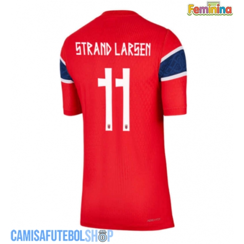 Camisa de time de futebol Noruega Jorgen Strand Larsen #11 Replicas 1º Equipamento Feminina Mundo 2026 Manga Curta